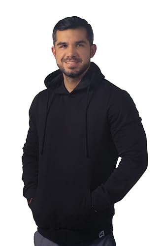 K-BRIGHT Herren Hoodie Premium Kapuzenpullover Pullover Nachhaltig Bio Baumwolle Freizeit Basic Hoodie Essential Pulli Männer Vegan GOTS (Schwarz) (S) von K-BRIGHT