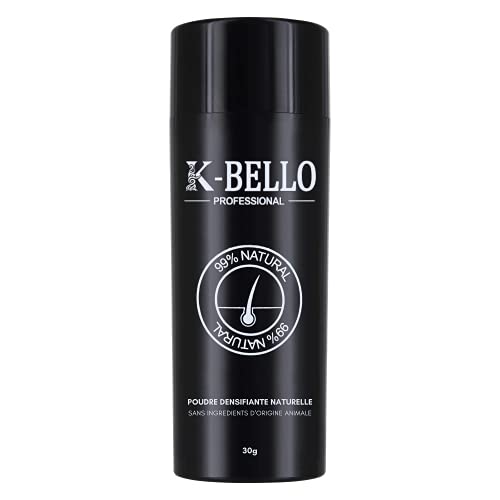 Natürliche und vegane Keratinfasern von K-Bello – Anti-Ausdünnungspulver zum Verbergen von feinem Haar, Glatze und sofortigem Volumen – Hair Fiber für Damen und Herren (30 g, Dunkelblond) von K-Bello