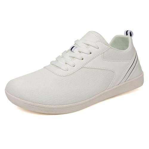 K DUORO Herren Damen Traillaufschuhe Barfußschuhe Sneaker mit Zero-Drop Sohle Minimalistische Größen 36-47 (Weiß, Erwachsene, Herren, 47, Numerisch, EU Schuhgrößensystem, Breit) von K DUORO