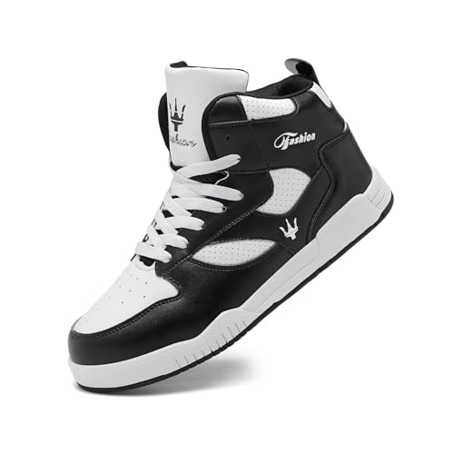 K DUORO Herren High Top Sneaker Leichtgewichts Sportschuhe Walking Schuhe (Schwarz/weiß, Erwachsene, Herren, 46, Numerisch, EU Schuhgrößensystem, M) von K DUORO