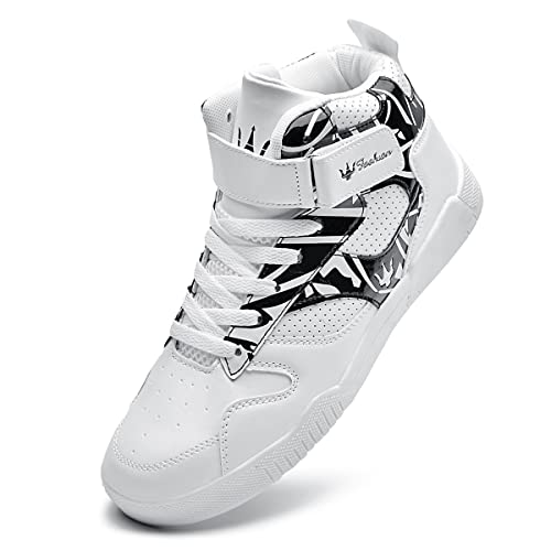 K DUORO Herren High Top Sneaker Leichtgewichts Walking Schuhe (Weiß/Schwarz, Erwachsene, Herren, 42, Numerisch, EU Schuhgrößensystem, M) von K DUORO
