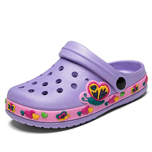 K DUORO Kinder Leicht Clogs Jungen Mädchen rutschfeste Sandalen Flach Hausschuhe Gummi Gartenclogs Sommer (Purple, Numeric_24) von K DUORO