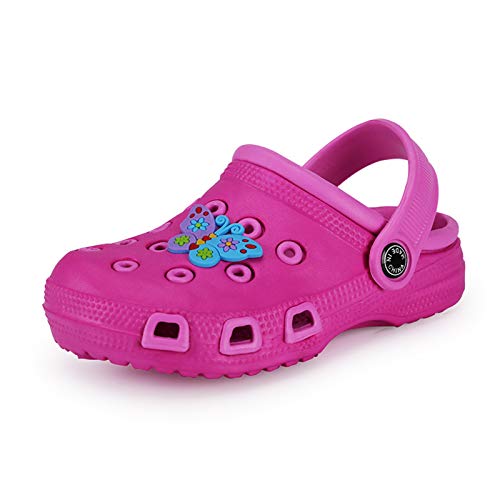 K DUORO Kinder Leicht Clogs Jungen Mädchen rutschfeste Sandalen Flach Hausschuhe Gummi Gartenclogs Sommer (Rosa/rot, Numeric_25) von K DUORO