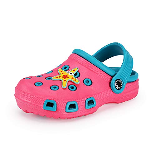 K DUORO Kinder Leicht Clogs Jungen Mädchen rutschfeste Sandalen Flach Hausschuhe Gummi Gartenclogs Sommer (Wassermelonenrot, Numeric_24) von K DUORO