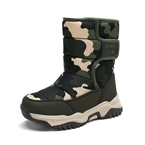 K DUORO Kinder Winterstiefel Jungen Winterschuhe Mädchen Warm Gefüttert Wasserdicht rutschfest Schneestiefel (Grün, numeric_34) von K DUORO