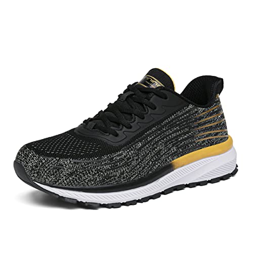 K DUORO Sportschuhe Herren Damen Laufschuhe Sneaker Leichte Joggingschuhe Outdoor Turnschuhe (Schwarzes/Gold, Numeric_43) von K DUORO