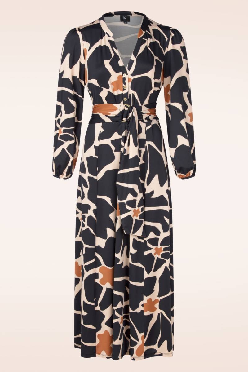 Jamie Maxikleid in Beige und Dunkelblau von K-Design