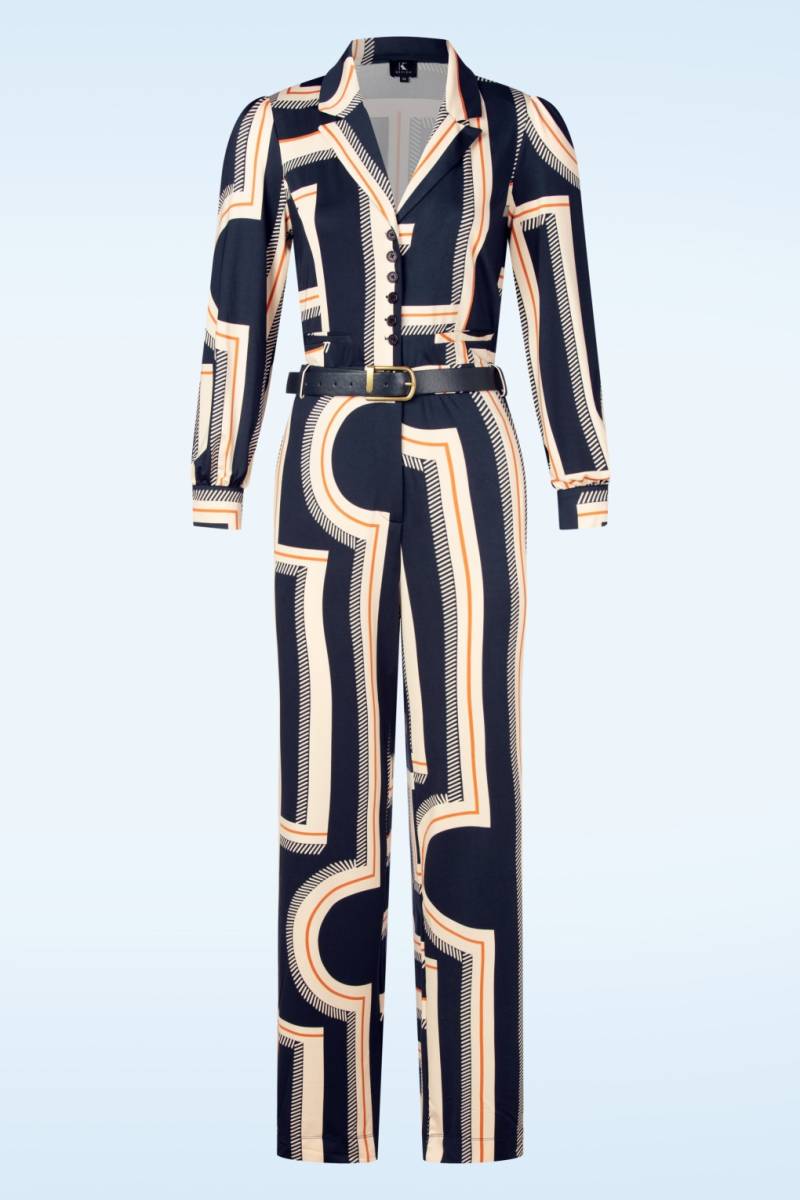Michelle Jumpsuit mit Grafikmuster in Marineblau und Creme Michelle Jumpsuit mit Grafikmuster in Marineblau und Creme von K-Design