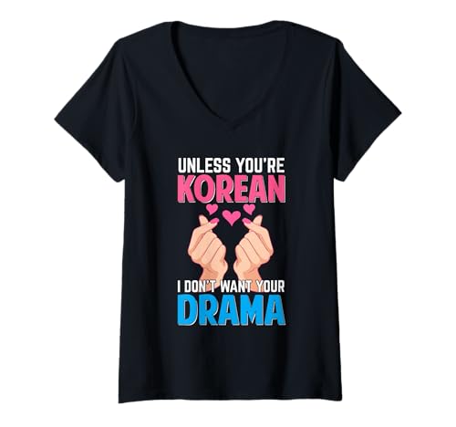 Damen Koreanischer Drama-Liebhaber, süßer südkoreanischer K-Pop K-Drama Fan T-Shirt mit V-Ausschnitt von K Drama Gifts For Women Clothing