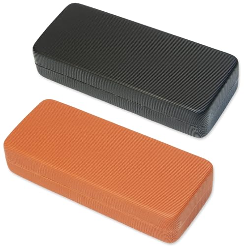 K KAREZOG Brillenetui Hardcase 2 Stücke,Brillenetui Tragbares PU-Leder Glasses Case,Brillen Etui mit Vertikale Streifenstruktur, Brillene tui Hartschale Damen Herren,Sonnenbrillen Etui von K KAREZOG