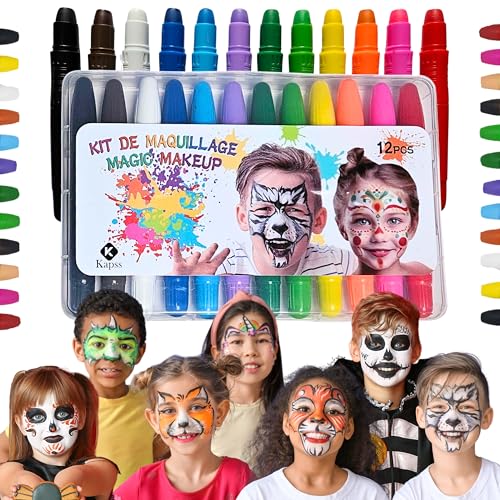 Kinderschminke | Halloween Make-up | Festival Make-up | Kinderschminke | Kinderschminke | Mädchen Jungen | Make-up Damen | Farbstift Gesicht | 12 Stück Kinderschminke | Halloween Make-up | Festival Make-up | Kinderschminke | Kinderschminke | Mädchen Jungen | Make-up Damen | Farbstift Gesicht | 12 Stück von K Kapss