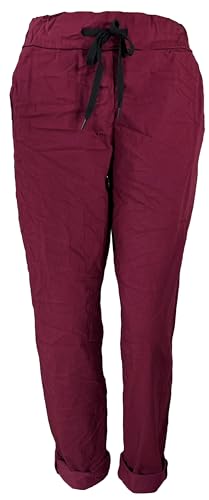 Damen Hose Stretch Joggpants Schlupfhose Gummibund Kordelzug Grössen 40-62, Made in Italy von K-Milano