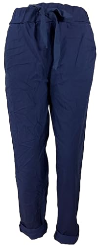 Damen Hose Stretch Joggpants Schlupfhose Gummibund Kordelzug Grössen 40-62, Made in Italy von K-Milano
