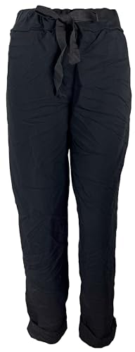 Damen Hose Stretch Joggpants Schlupfhose Gummibund Kordelzug Grössen 40-62, Made in Italy von K-Milano