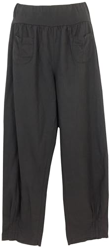 K-Milano Damen Leinenhose mit Gummibund, weitem Bein und 2 aufgesetzten Taschen vorne - aus angenehm luftigem Leinen, bequemer Schnitt, Größen M - 5XL, Made in Italy von K-Milano