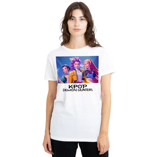 K-Pop Demon Hunters Damen Heroic Huntrix Ladies Shirt, White, Weiß, XXL EU von K-Pop Demon Hunters