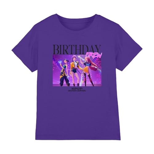 K-Pop Demon Hunters Huntrix Birthday Crew Group Kids T Shirt, Purple, 7-8 von K-Pop Demon Hunters