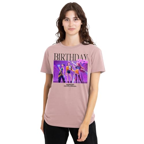 K-Pop Demon Hunters Huntrix Birthday Crew Group Ladies T Shirt, Pink, Large von K-Pop Demon Hunters