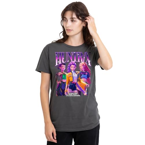 K-Pop Demon Hunters Huntrix Bootleg Ladies T Shirt, Charcoal, Large von K-Pop Demon Hunters