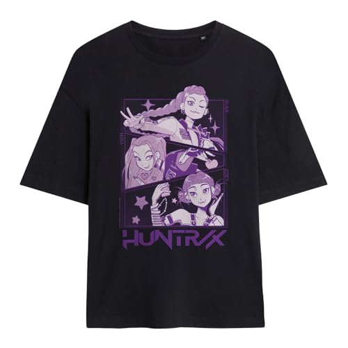 K-Pop Demon Hunters Huntrix Huntr/X Manga Panels Trio Damen Oversized T-Shirt, Schwarz , S von K-Pop Demon Hunters