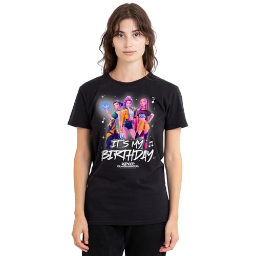 K-Pop Demon Hunters Huntrix It's My Birthday Group Ladies T Shirt, Black, Medium von K-Pop Demon Hunters