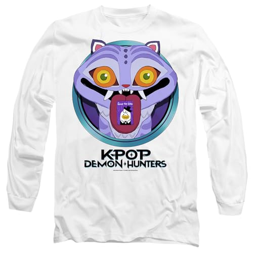 K-Pop Demon Hunters Unisex Cartoon Derpy Save The Date Long Sleeve T-Shirt, White, M von K-Pop Demon Hunters