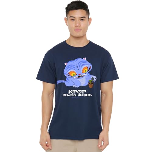 K-Pop Demon Hunters Unisex Cute Derpy Tiger Cartoon, Navy T-Shirt, L von K-Pop Demon Hunters