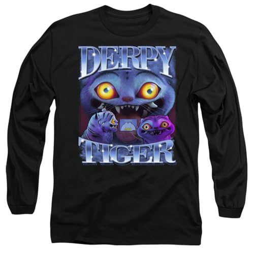 K-Pop Demon Hunters Unisex Derpy Tiger Bootleg Long Sleeve T-Shirt, Black, M von K-Pop Demon Hunters