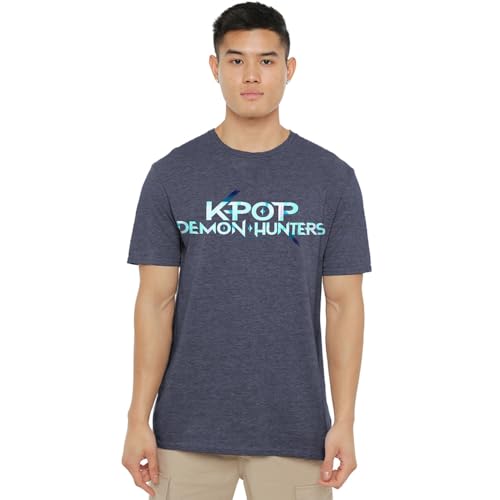 K-Pop Demon Hunters Unisex Full Colour Logo, Heather Navy T-Shirt, XXL von K-Pop Demon Hunters