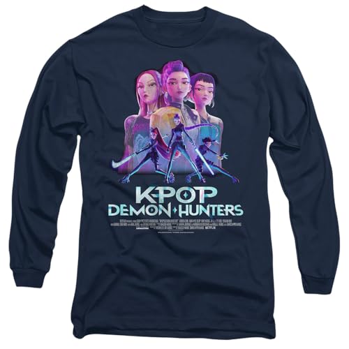 K-Pop Demon Hunters Unisex Huntrix Huntr/X Billboard Poster Long Sleeve T-Shirt, Navy, S von K-Pop Demon Hunters