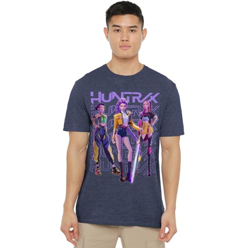 K-Pop Demon Hunters Unisex Huntrix Huntr/X Golden Trio Pose T-Shirt, Heather Navy, XXL von K-Pop Demon Hunters
