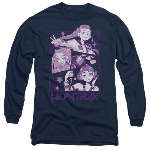 K-Pop Demon Hunters Unisex Huntrix Huntr/X Manga Panels Trio Long Sleeve T-Shirt, Navy, L von K-Pop Demon Hunters