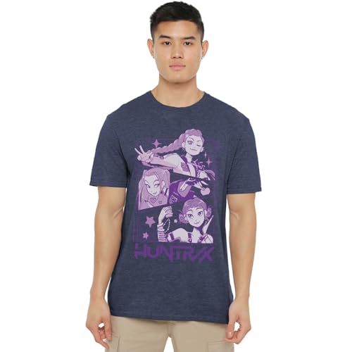 K-Pop Demon Hunters Unisex Huntrix Huntr/X Manga Panels Trio T-Shirt, Heather Navy, M von K-Pop Demon Hunters