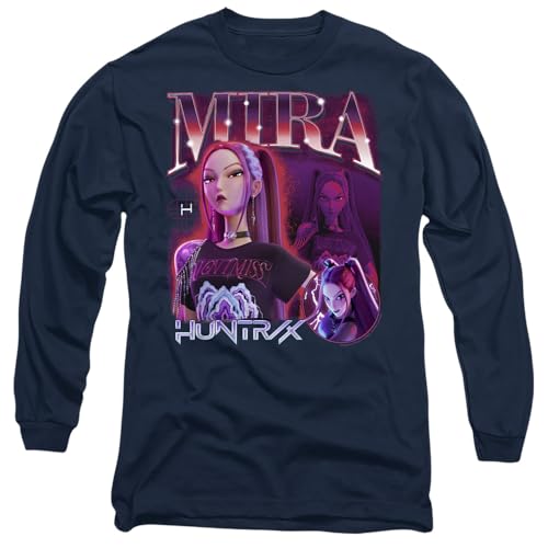 K-Pop Demon Hunters Unisex Huntrix Huntr/X Mira Bootleg Long Sleeve T-Shirt, Navy, M von K-Pop Demon Hunters