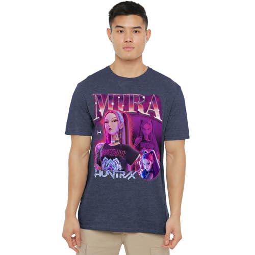 K-Pop Demon Hunters Unisex Huntrix Huntr/X Mira Bootleg T-Shirt, Heather Navy, XXL von K-Pop Demon Hunters