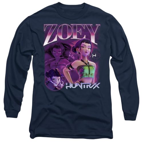 K-Pop Demon Hunters Unisex Huntrix Huntr/X Zoey Bootleg Long Sleeve T-Shirt, Navy, XXL von K-Pop Demon Hunters