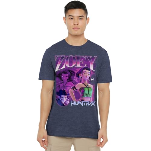K-Pop Demon Hunters Unisex Huntrix Huntr/X Zoey Bootleg T-Shirt, Heather Navy, XL von K-Pop Demon Hunters
