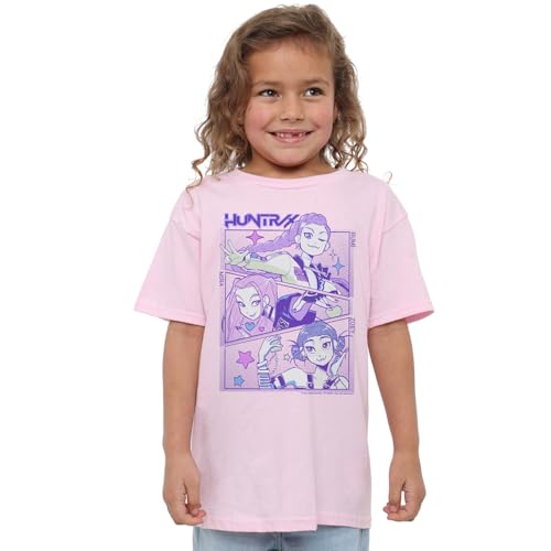 K-Pop Demon Hunters Unisex Kids Anime Huntrix Huntr/X, Black T-Shirt, Light Pink, 5-6 Jahre von K-Pop Demon Hunters