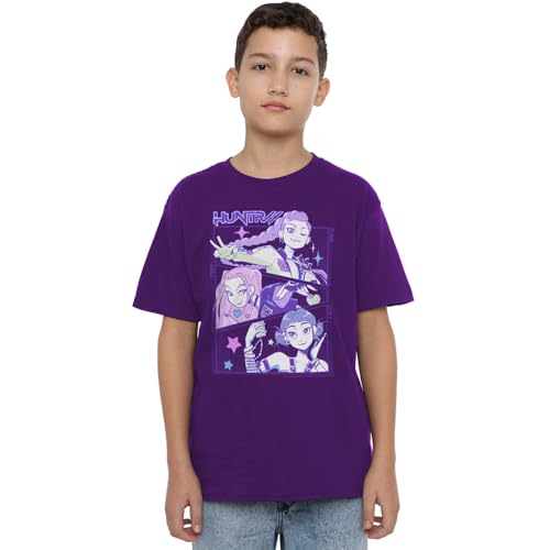 K-Pop Demon Hunters Unisex Kids Anime Huntrix Huntr/X, Black T-Shirt, Purple, 3-4 Jahre von K-Pop Demon Hunters