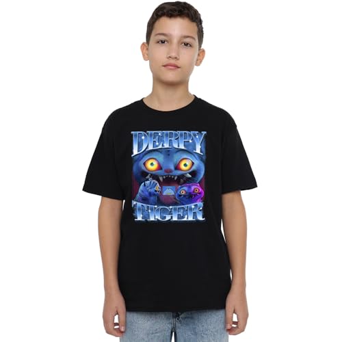 K-Pop Demon Hunters Unisex Kids Derpy Tiger Bootleg T-Shirt, Black, für 5-bis 6-Jährige von K-Pop Demon Hunters