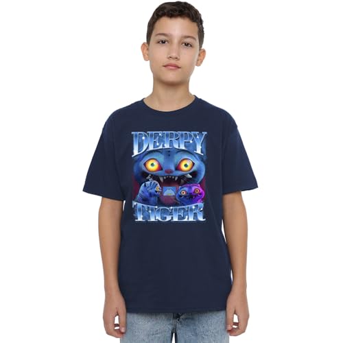 K-Pop Demon Hunters Unisex Kids Derpy Tiger Bootleg T-Shirt, Navy, 7-8 Jahre von K-Pop Demon Hunters