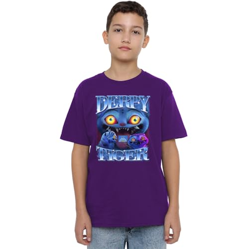 K-Pop Demon Hunters Unisex Kids Derpy Tiger Bootleg T-Shirt, Purple, 7-8 Jahre von K-Pop Demon Hunters