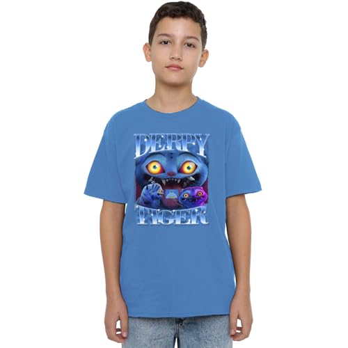 K-Pop Demon Hunters Unisex Kids Derpy Tiger Bootleg T-Shirt, Sapphire, 5-6 Jahre von K-Pop Demon Hunters