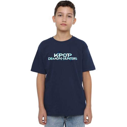 K-Pop Demon Hunters Unisex Kids Full Colour Logo, Navy T-Shirt, 12-13 Jahre von K-Pop Demon Hunters