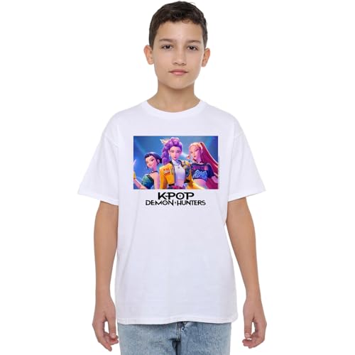 K-Pop Demon Hunters Unisex Kids Heroic Huntrix Huntr/X, White T-Shirt, 9-11 Jahre von K-Pop Demon Hunters