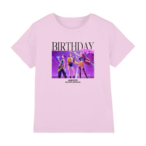 K-Pop Demon Hunters Unisex Kids Huntrix Birthday Crew Group T-Shirt, Pink, 9-11 Jahre von K-Pop Demon Hunters