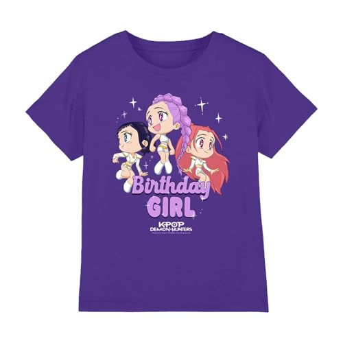 K-Pop Demon Hunters Unisex Kids Huntrix Birthday Girl Group T-Shirt, Purple, 9-11 Years von K-Pop Demon Hunters