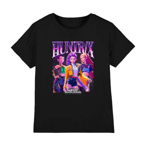 K-Pop Demon Hunters Unisex Kids Huntrix Bootleg T-Shirt, Black, 7-8 Years von K-Pop Demon Hunters