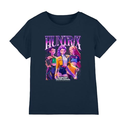 K-Pop Demon Hunters Unisex Kids Huntrix Bootleg T-Shirt, Navy, 7-8 Years von K-Pop Demon Hunters
