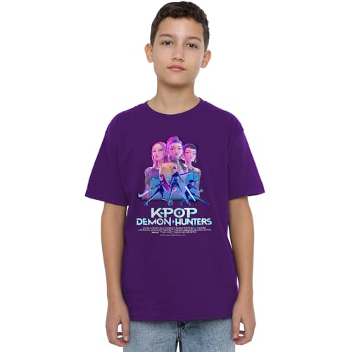 K-Pop Demon Hunters Unisex Kids Huntrix Huntr/X Billboard Poster T-Shirt, Purple, 5-6 Jahre von K-Pop Demon Hunters